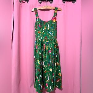 Disney Green Midi Dress with Bird and Floral Print